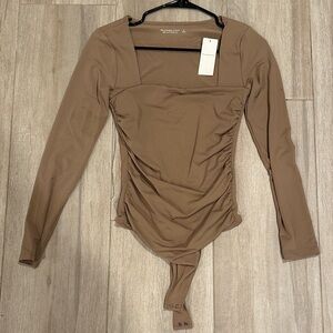 Abercrombie & Fitch Tan Long-Sleeve Bodysuit